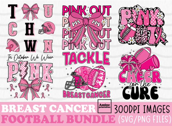 Breast Cancer Coquette Bow Football SVG for Crafts & Brand Graphics