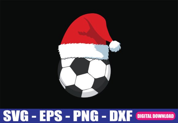 Christmas Football Xmas Santa Hat Ball Graphics for Crafts & Marketing