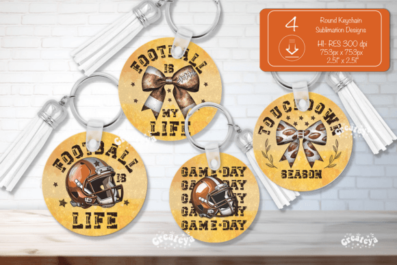 Football Round Keychain Design: A Crafty Graphic for Game Day Content