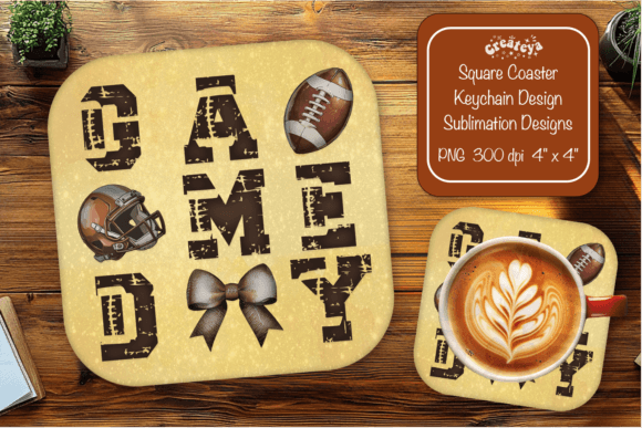 Football Square Coaster PNG for Crafts & Graphics: Game Day Ready Design
