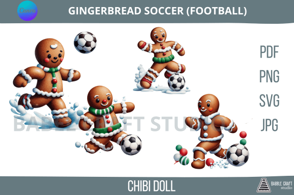Soccer Football Gingerbread Christmas Graphics for Crafts & Creative Projects